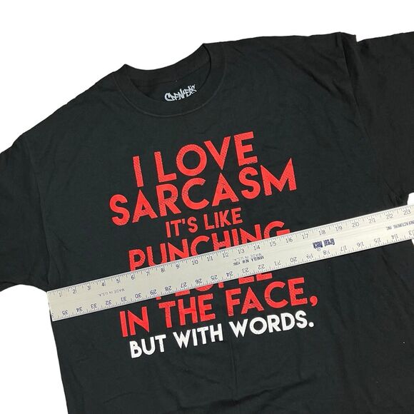 Spencer’s T Shirt Men’s XL Black I Love Sarcasm Novelty Funny Red Joke Gift - Picture 4 of 6